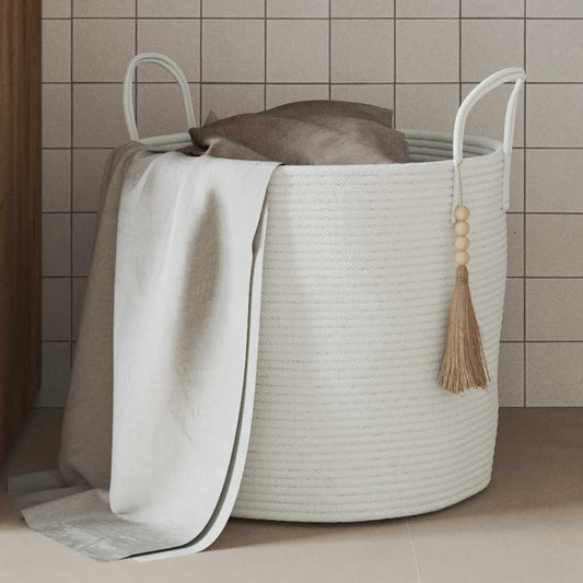 Storage basket White Ø40x35 cm Cotton