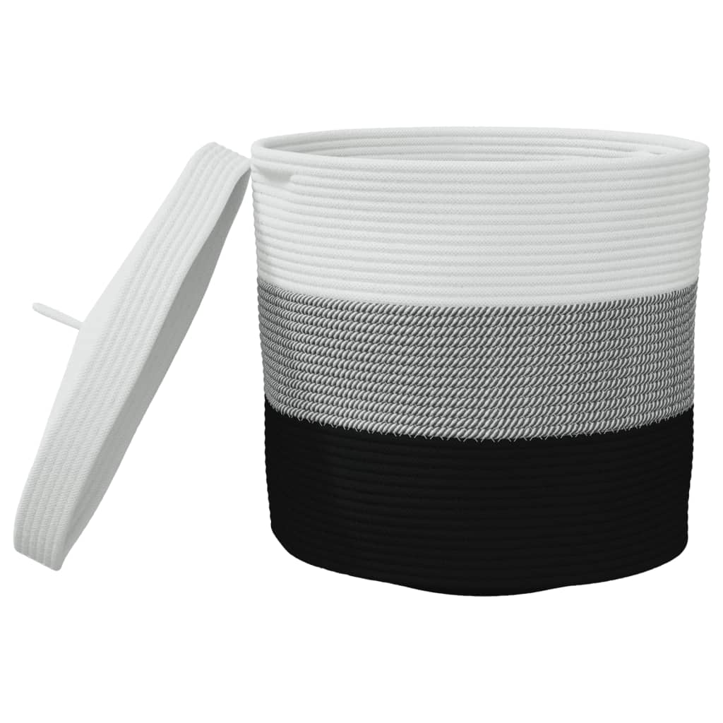 Storage Basket with Lid White and Beige Ø40x35 cm