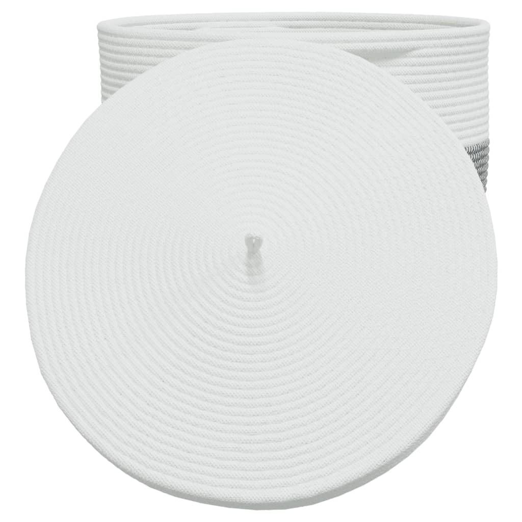 Storage Basket with Lid White and Beige Ø40x35 cm