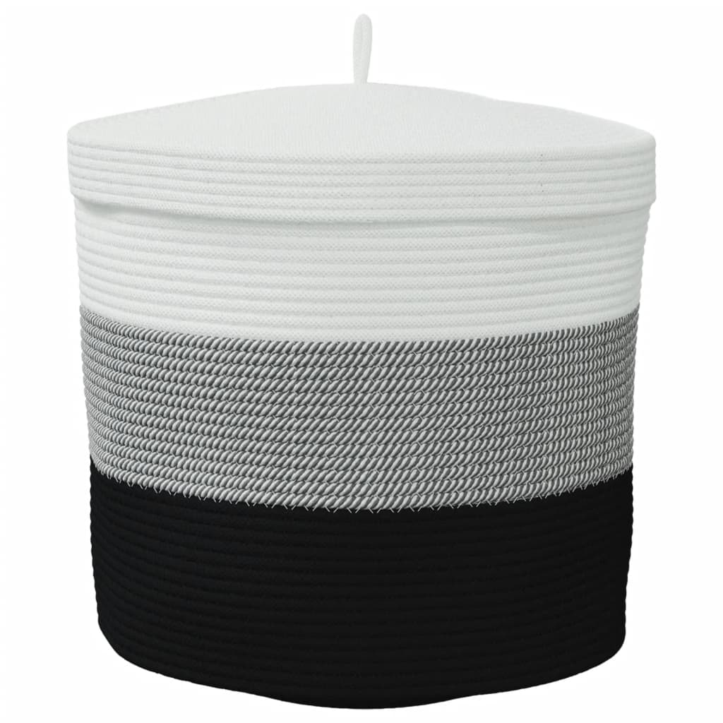 Storage Basket with Lid White and Beige Ø40x35 cm