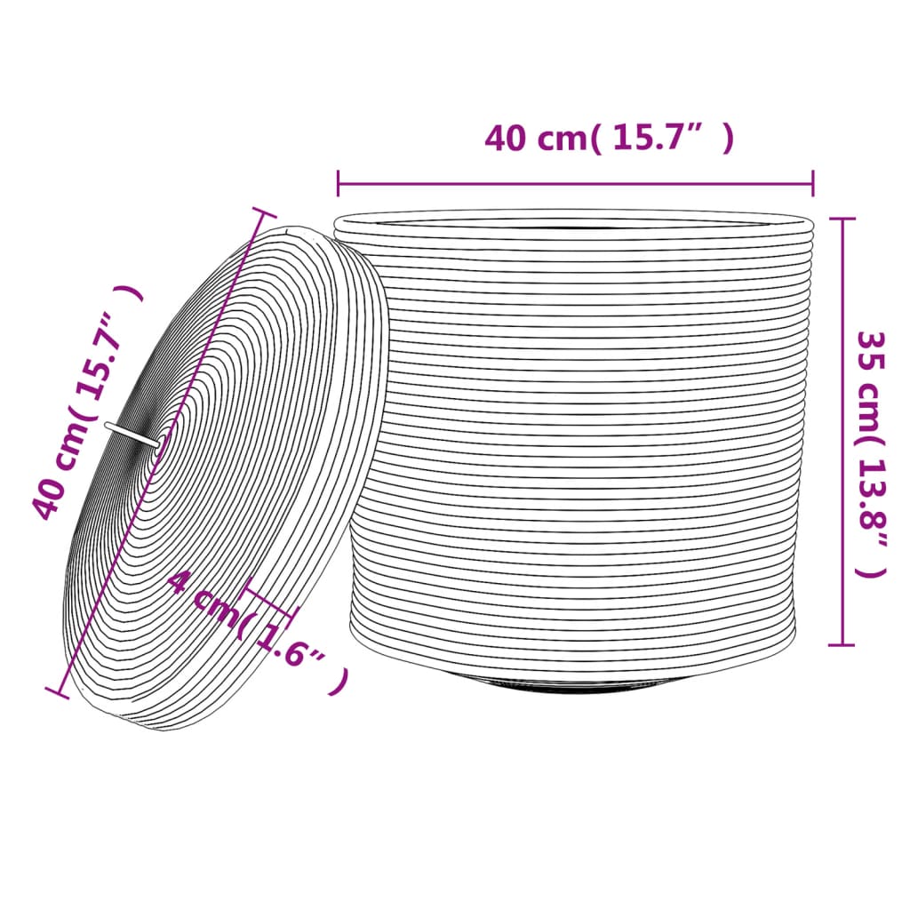 Storage Basket with Lid White and Beige Ø40x35 cm