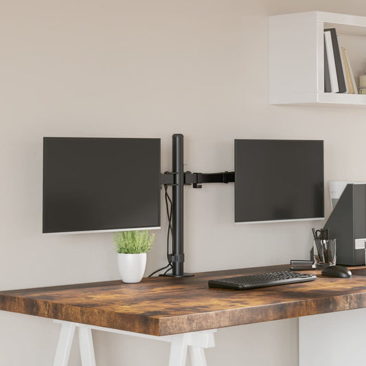 Desk Mount for 2 Monitors Black Steel VESA 75/100 mm
