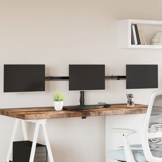 Desk Mount for 3 Monitors Black Steel VESA 75/100 mm