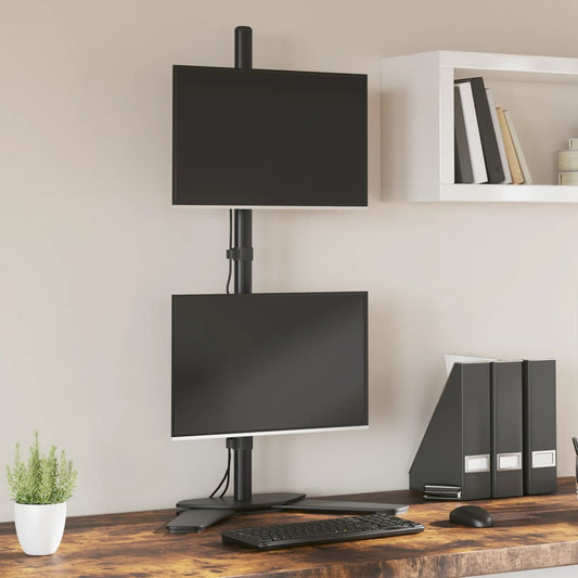 Desk Mount for 2 Monitors Black Steel VESA 75/100 mm