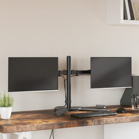 Desk Mount for 2 Monitors Black Steel VESA 75/100 mm