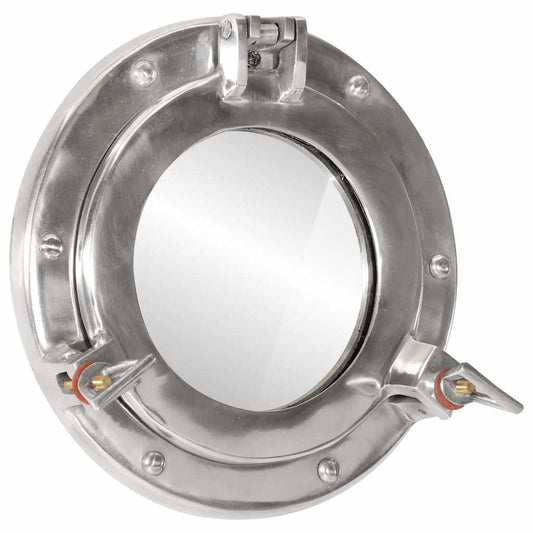 Bullaugen-Spiegel Wandmontage Ø23 cm Aluminium und Glas
