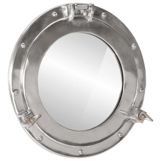 Bullaugen-Spiegel Wandmontage Ø38 cm Aluminium und Glas