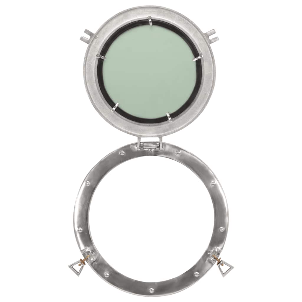 Bullaugen-Spiegel Wandmontage Ø38 cm Aluminium und Glas