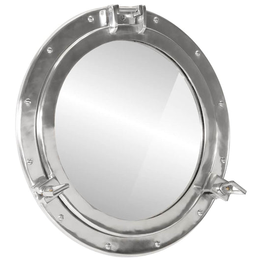 Porthole Mirror Wall Mount Ø50 cm Aluminum and Glass