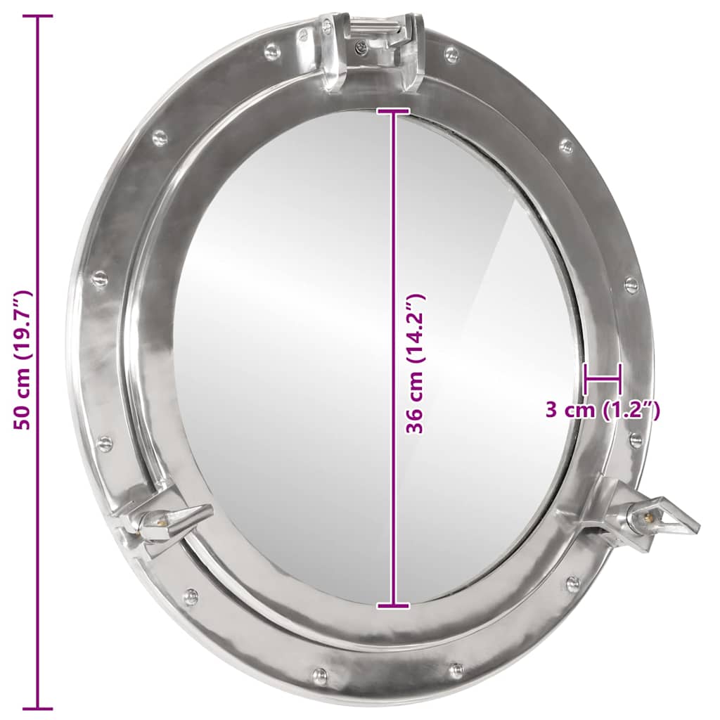 Miroir hublot mural Ø50 cm aluminium et verre