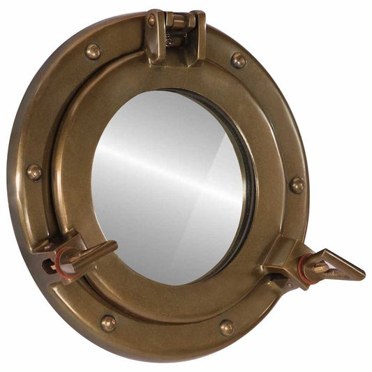 Bullaugen-Spiegel Wandmontage Ø23 cm Aluminium und Glas