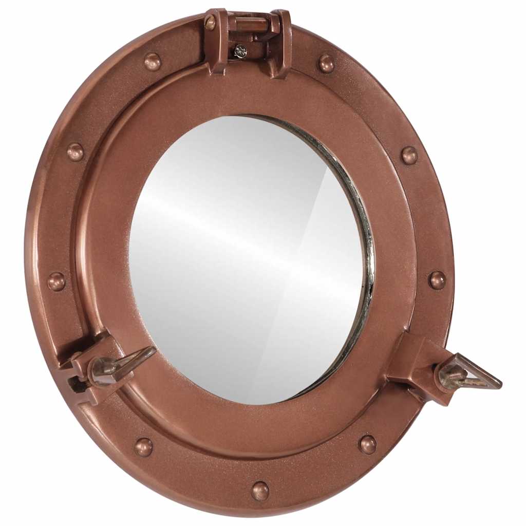 Bullaugen-Spiegel Wandmontage Ø30 cm Aluminium und Glas