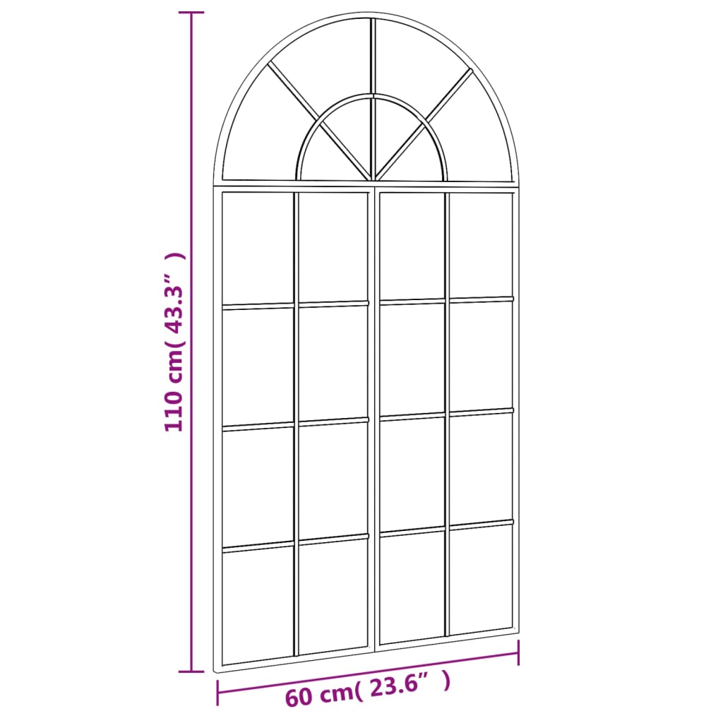 Black Wall Mirror 60x110 cm Arched Iron