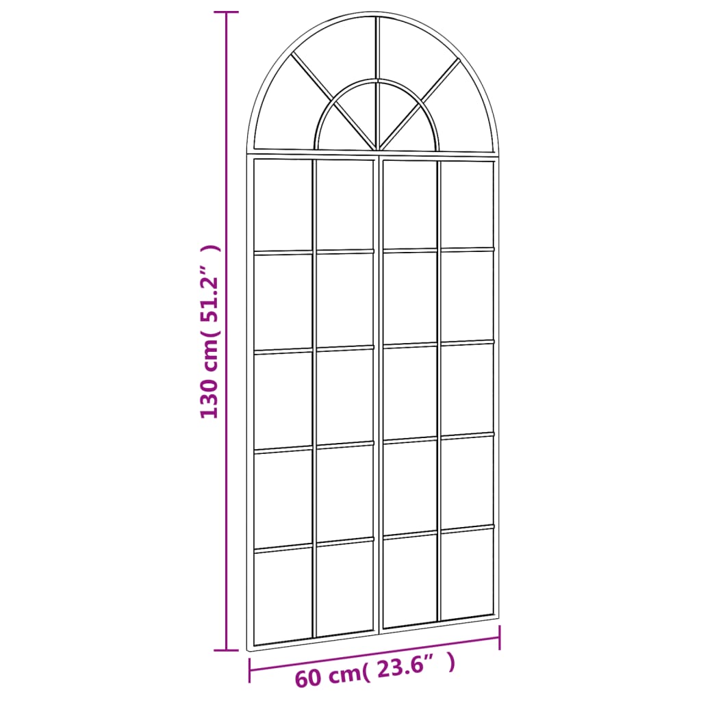 Black Wall Mirror 60x130 cm Arched Iron