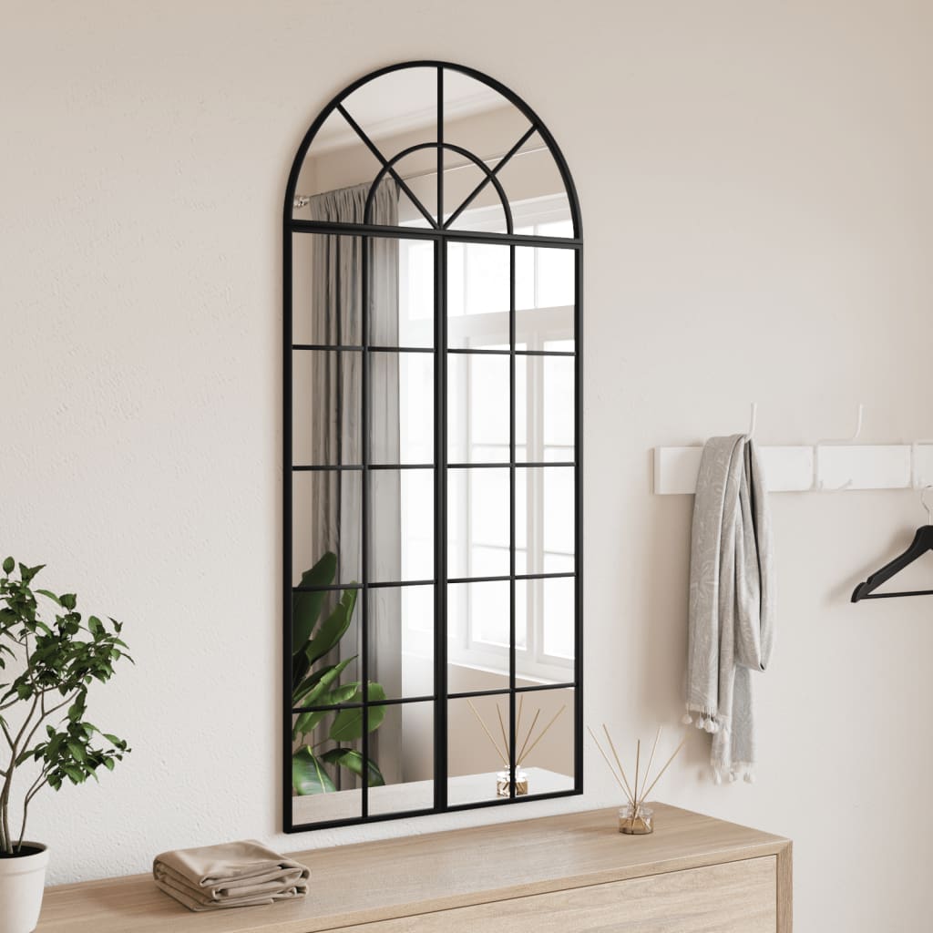 Black Wall Mirror 60x130 cm Arched Iron