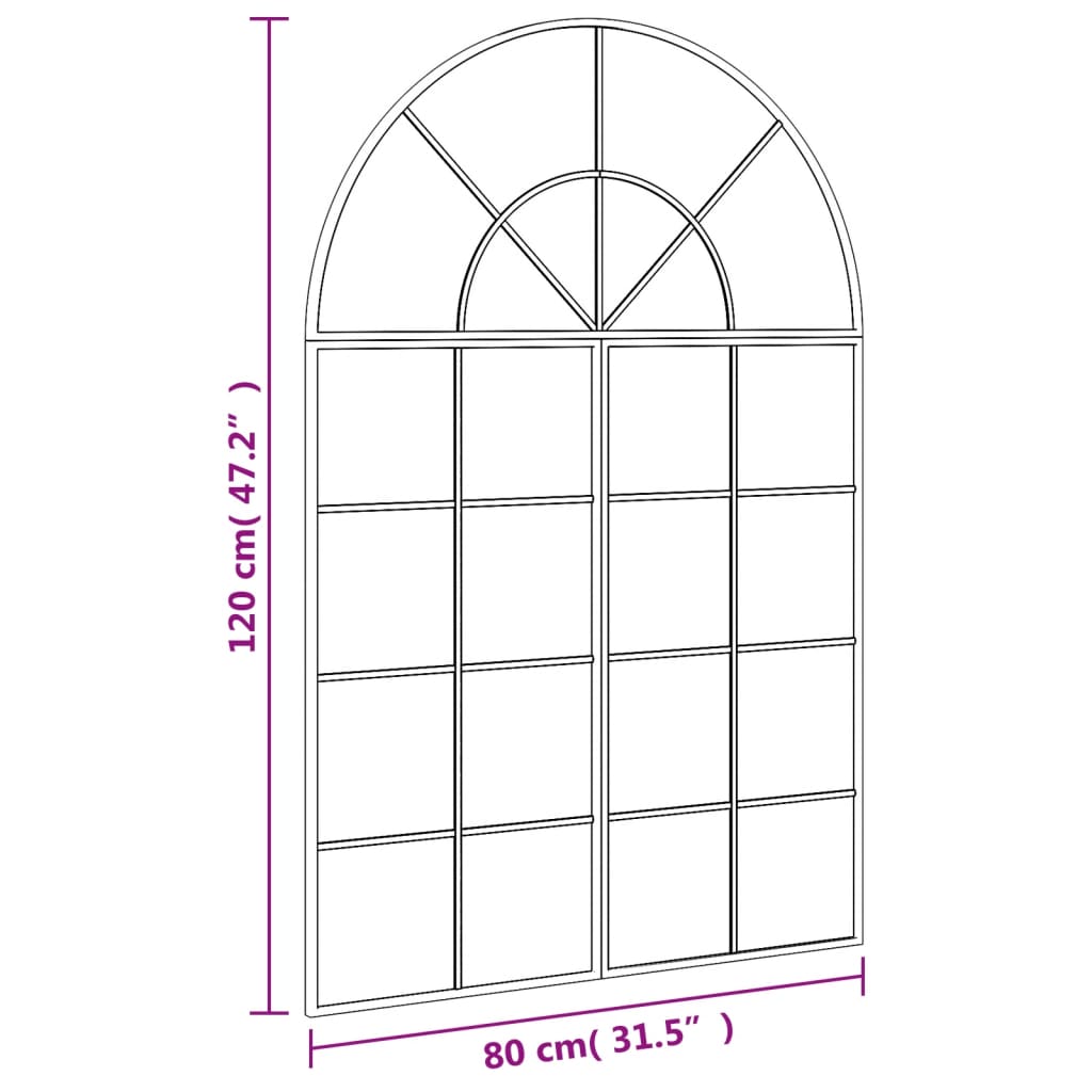 Black Wall Mirror 80x120 cm Arched Iron