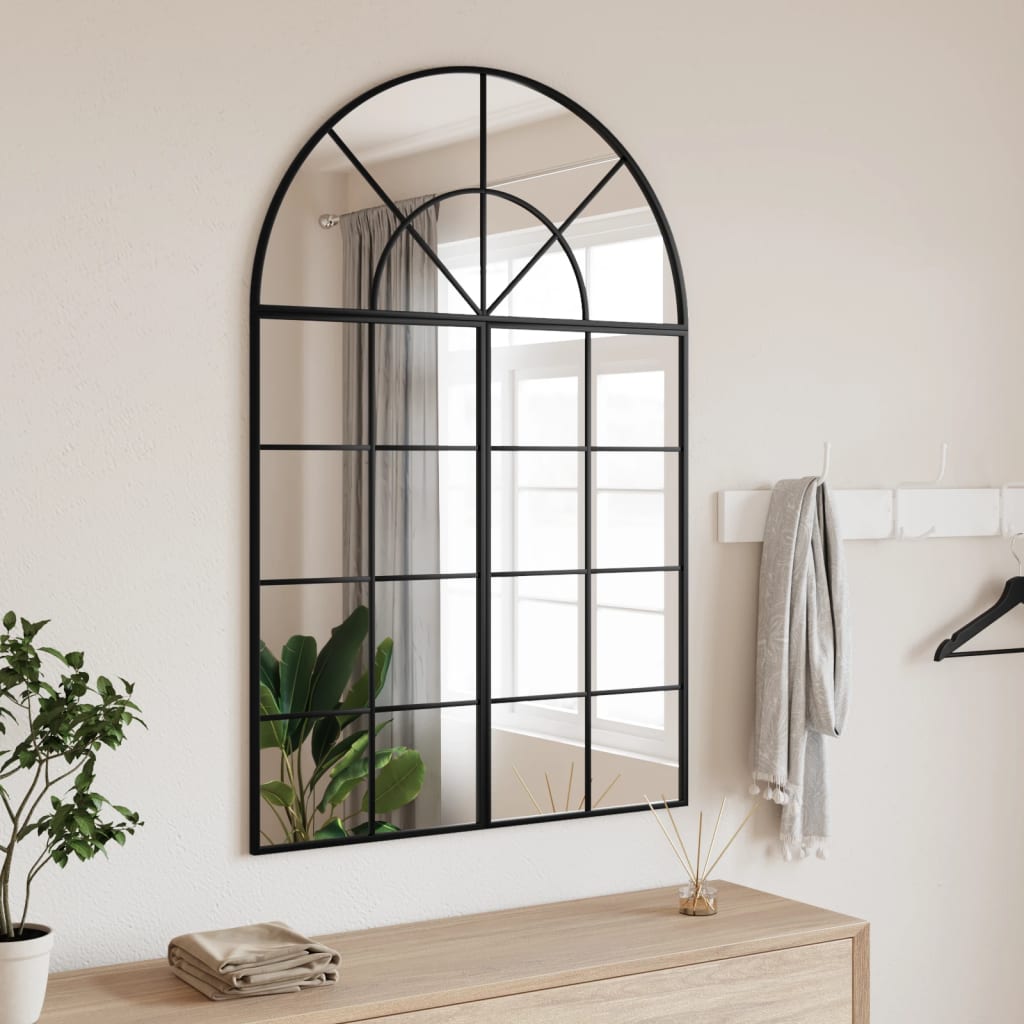 Black Wall Mirror 80x120 cm Arched Iron