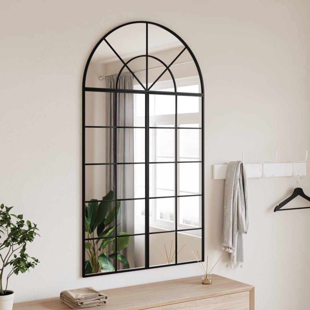 Black Wall Mirror 80x140 cm Arched Iron