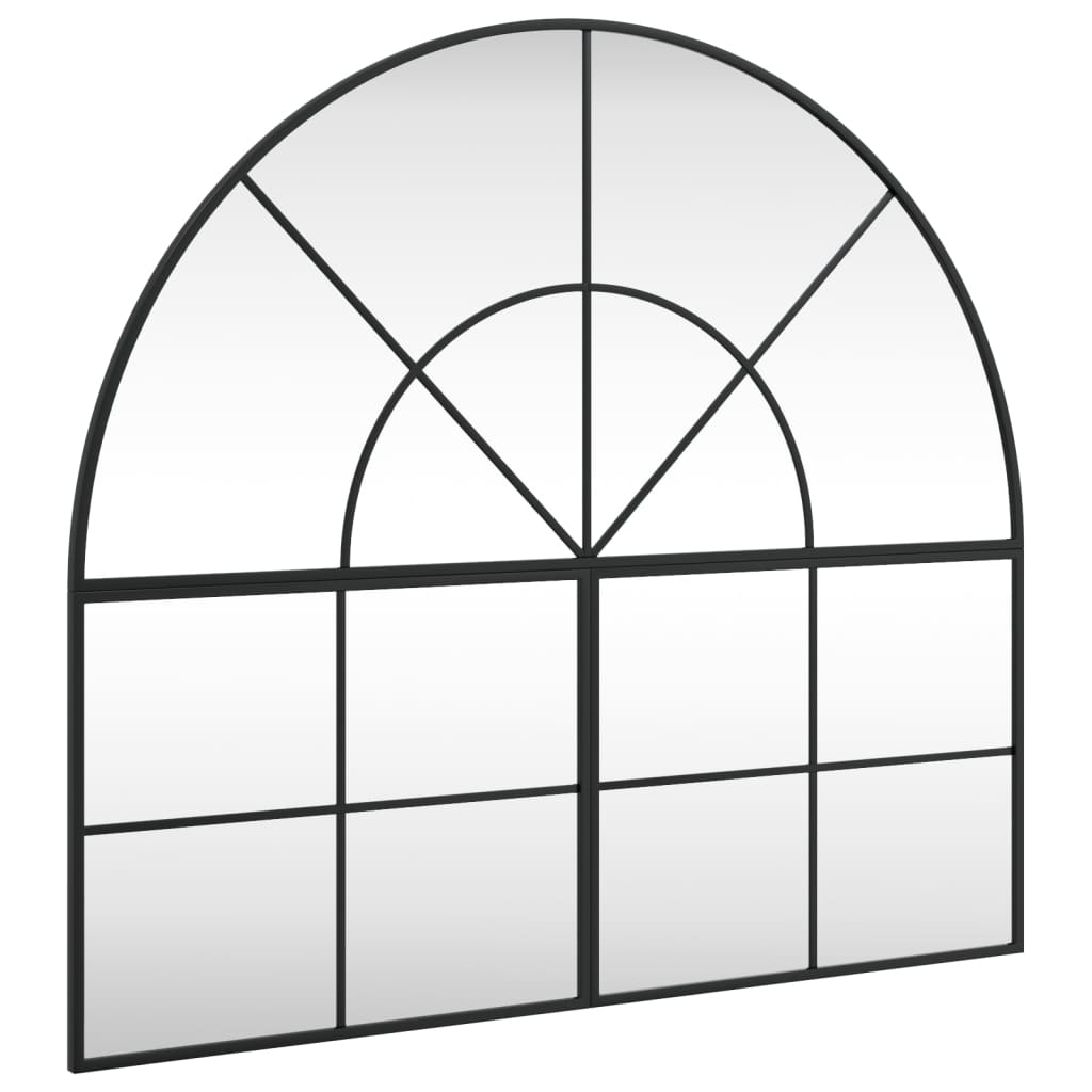 Black Wall Mirror 100x90 cm Curved Iron