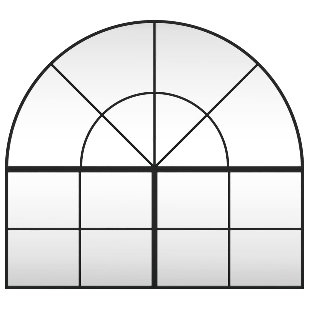 Black Wall Mirror 100x90 cm Curved Iron