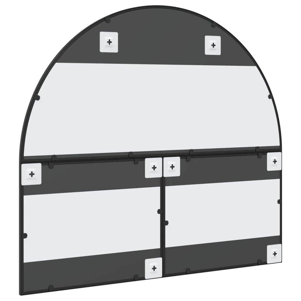 Black Wall Mirror 100x90 cm Curved Iron