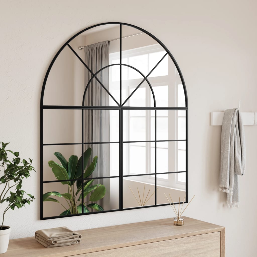 Miroir mural noir 100x110 cm en fer bombé