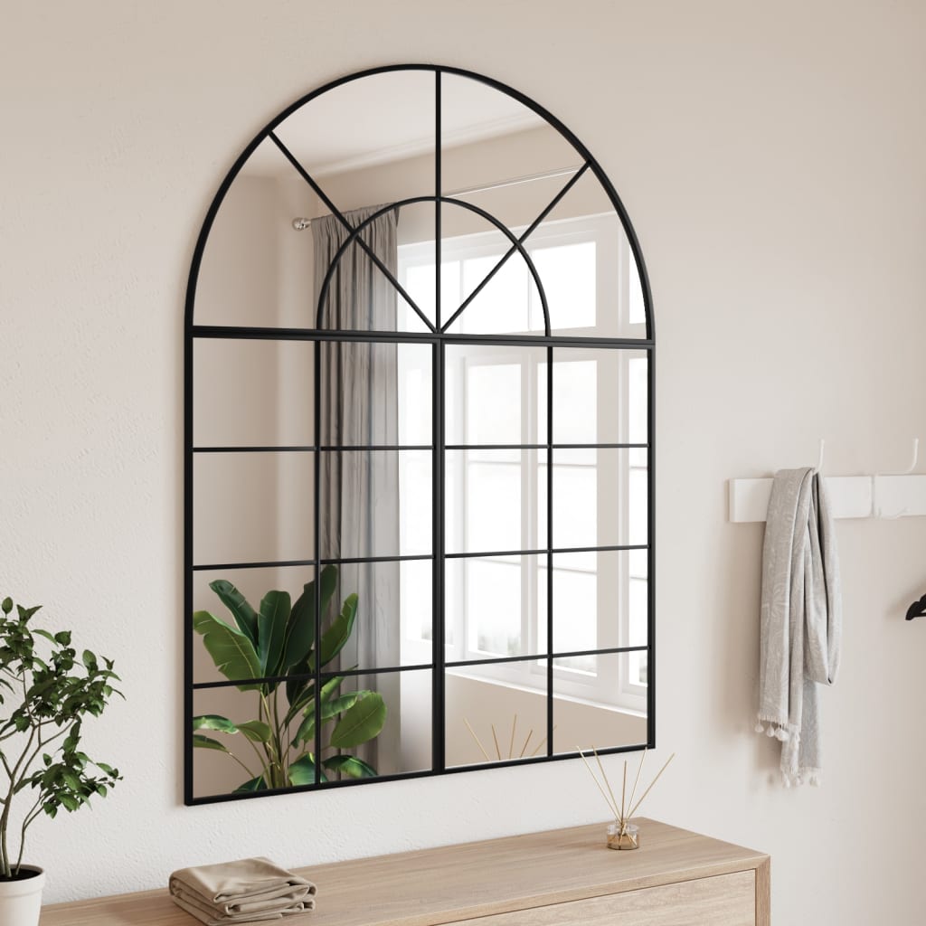 Black Wall Mirror 100x130 cm Arched Iron