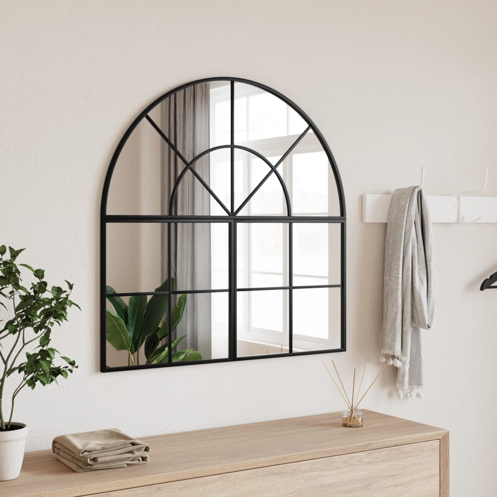 Miroir mural noir 80x80 cm bombé en fer
