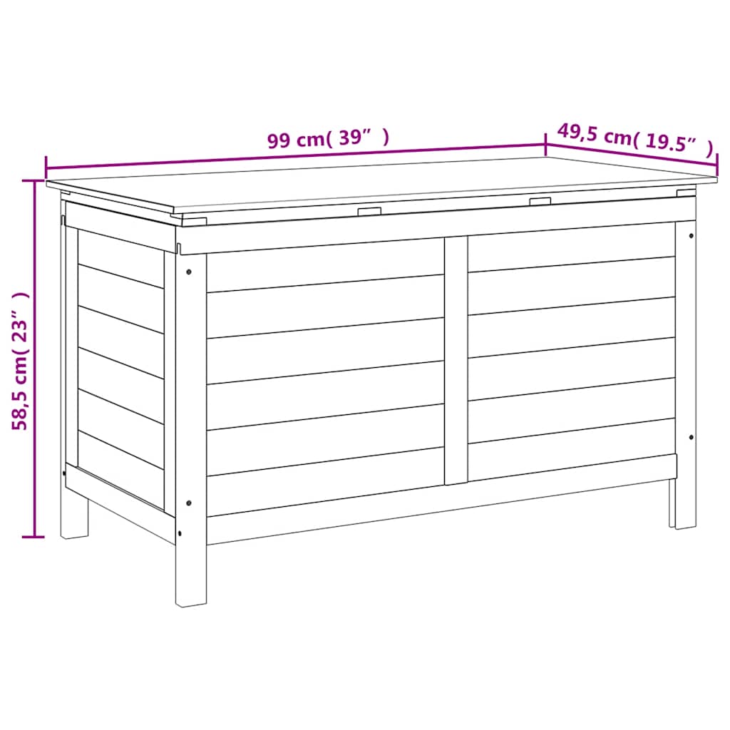 Gartentruhe Weiß 99x49,5x58,5 cm Massivholz Tanne