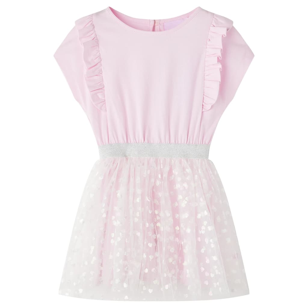 Girls' Frill Dress Light Pink 128