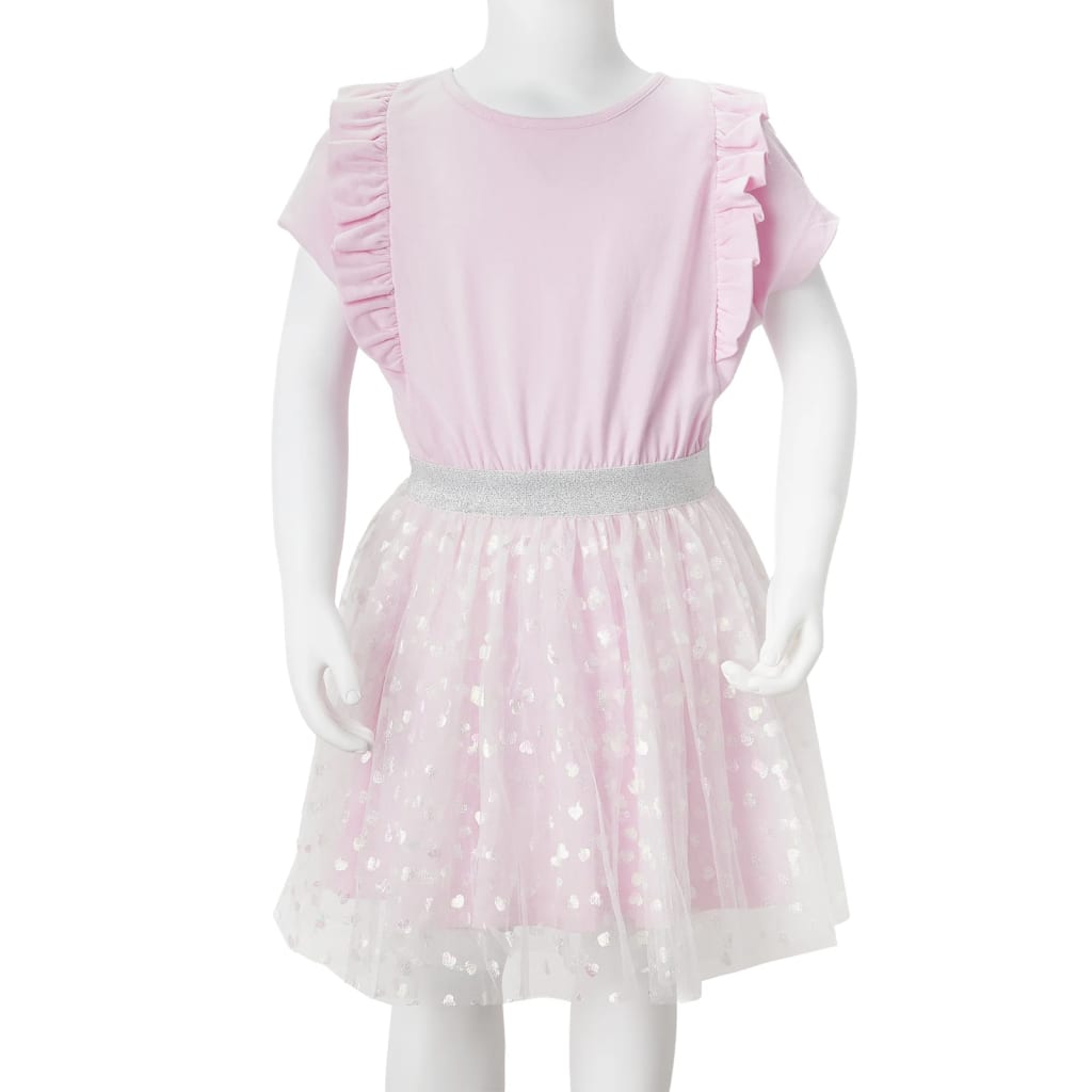 Girls' Frill Dress Light Pink 128