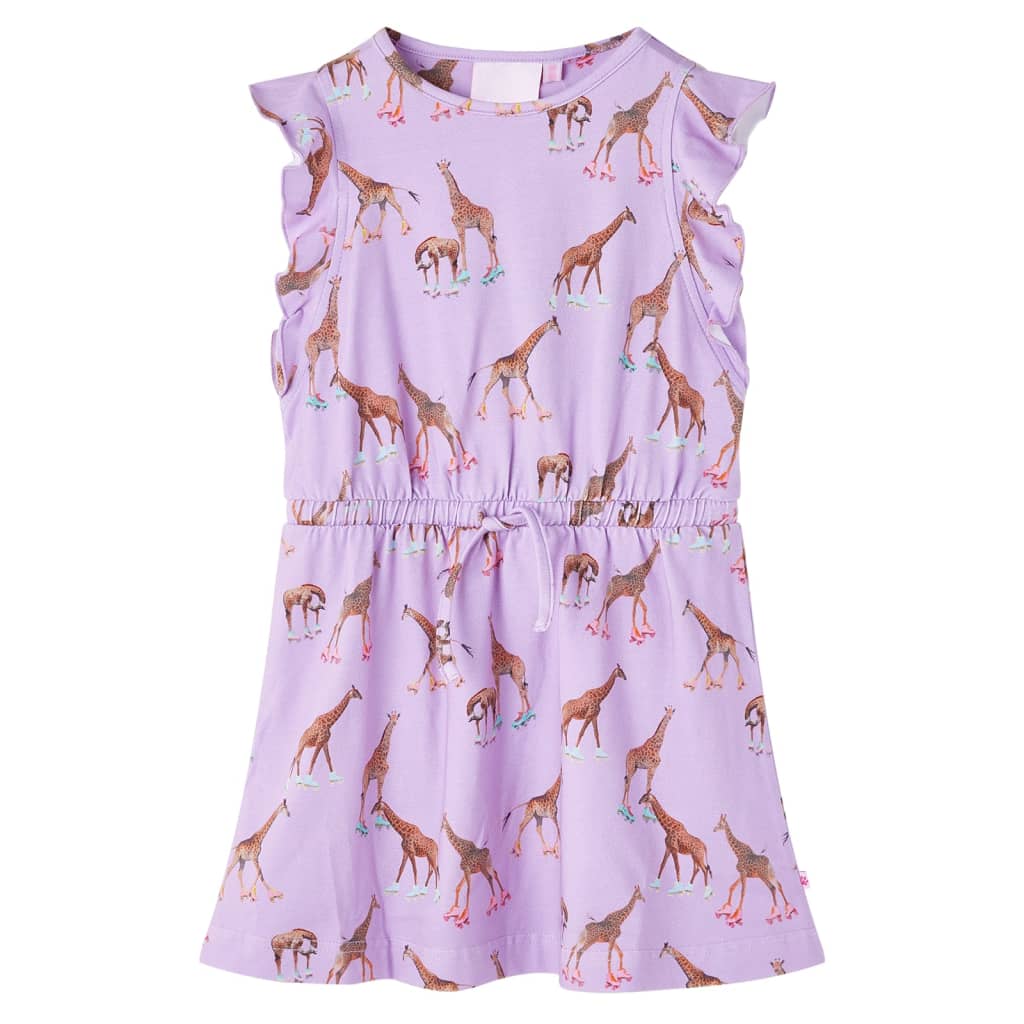 Robe enfant avec manches à volants et lien à la taille Violette 128