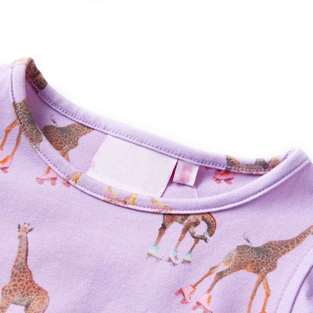 Robe enfant avec manches à volants et lien à la taille Violette 128