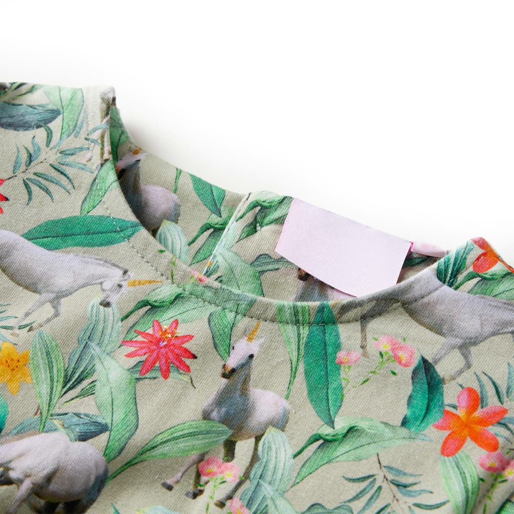 Robe enfant à manches volantées Kaki clair 104