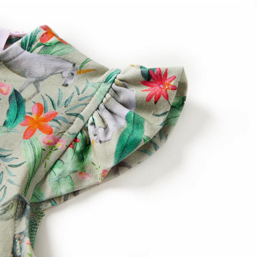 Robe enfant à manches volantées Kaki clair 104