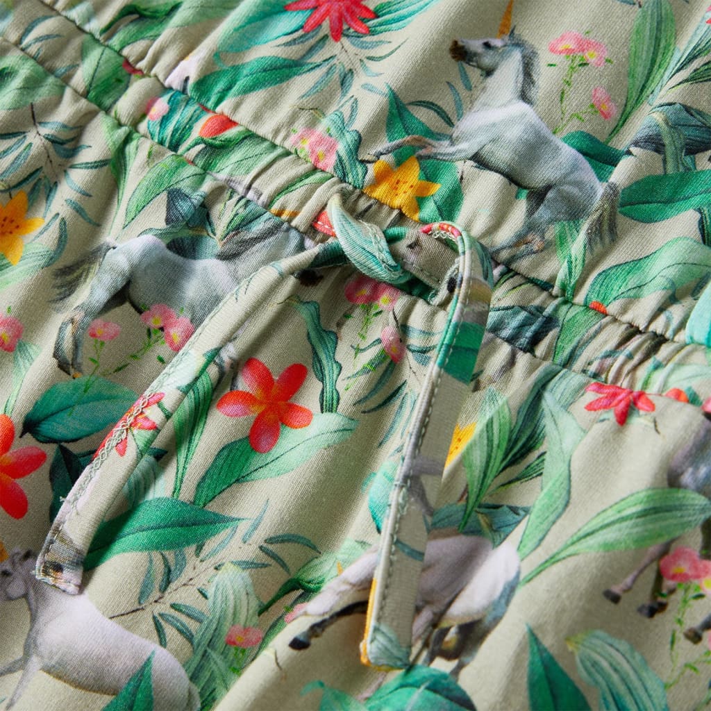 Robe enfant à manches volantées Kaki clair 104
