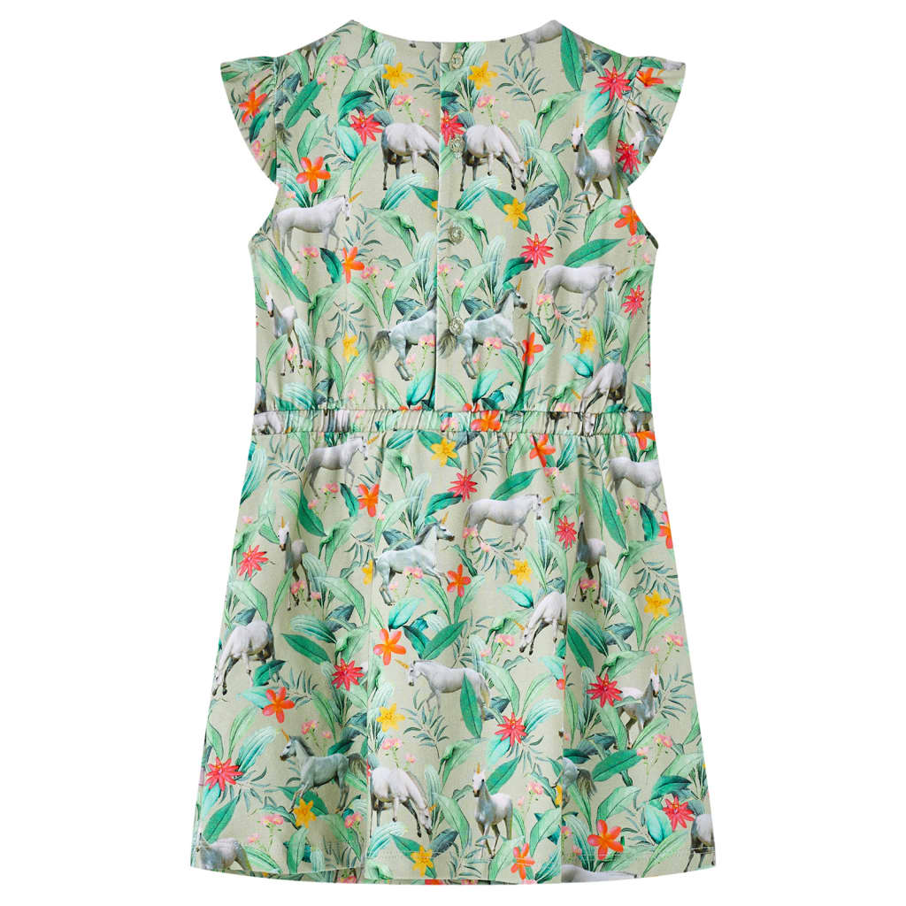 Robe enfant à manches volantées Kaki clair 128