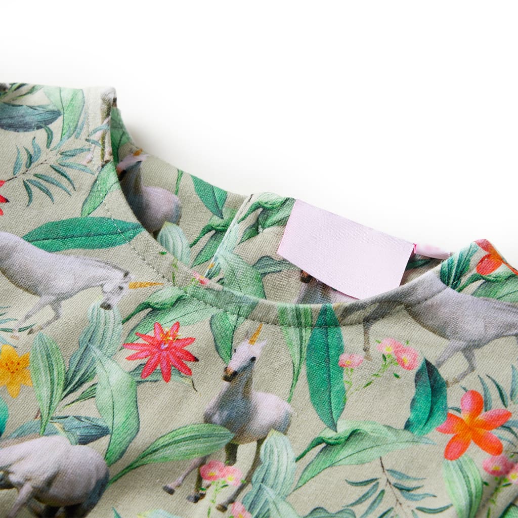 Robe enfant à manches volantées Kaki clair 128