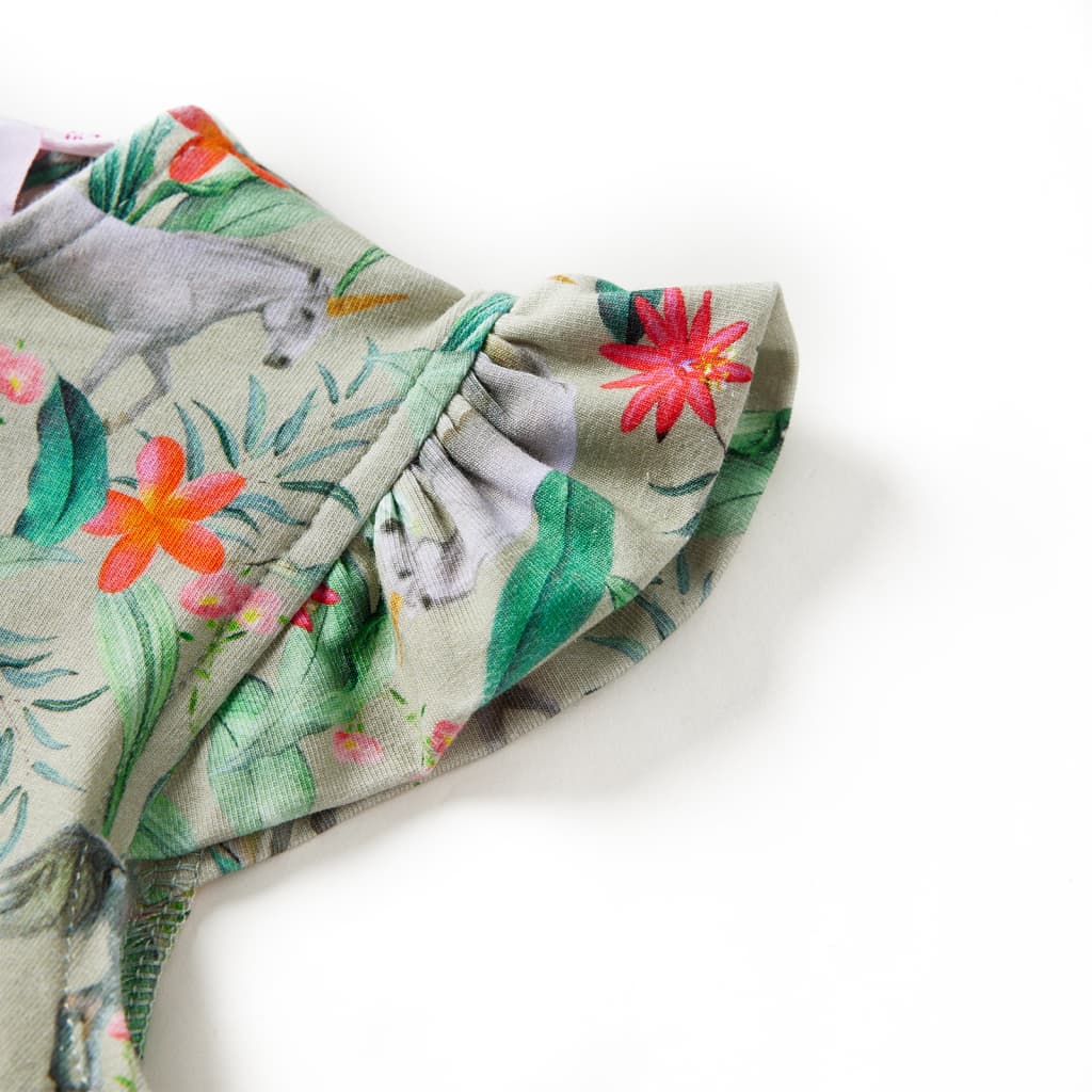 Robe enfant à manches volantées Kaki clair 128
