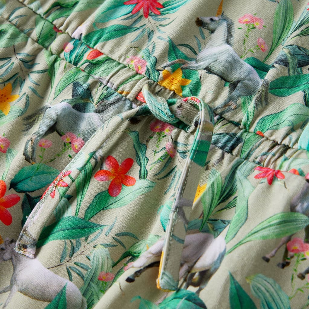 Robe enfant à manches volantées Kaki clair 128