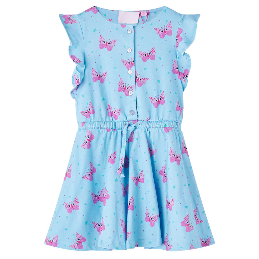 Robe d'enfant sans manches bleue avec boutons 128