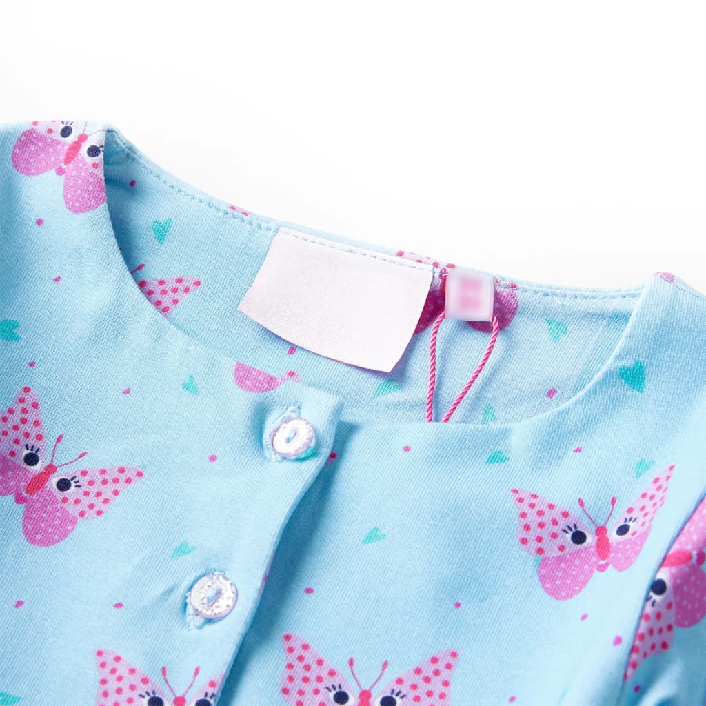 Robe d'enfant sans manches bleue avec boutons 128