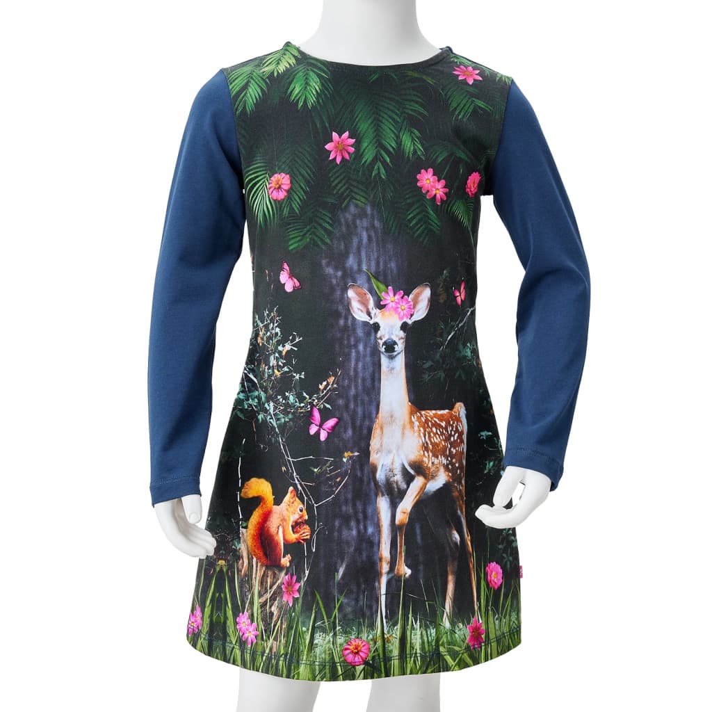 Children's Dress with Long Sleeves Navy Blue 128
