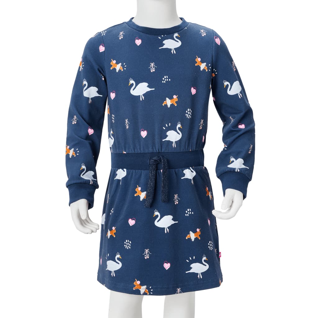 Robe enfant manches longues bleu marine 104