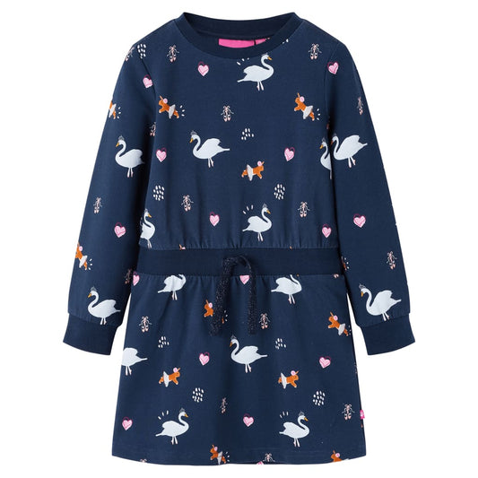Children's Dress with Long Sleeves Navy Blue 116