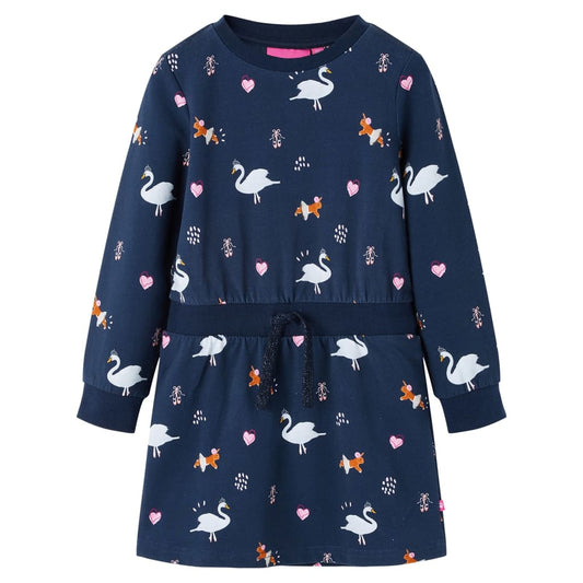 Children's Dress with Long Sleeves Navy Blue 128