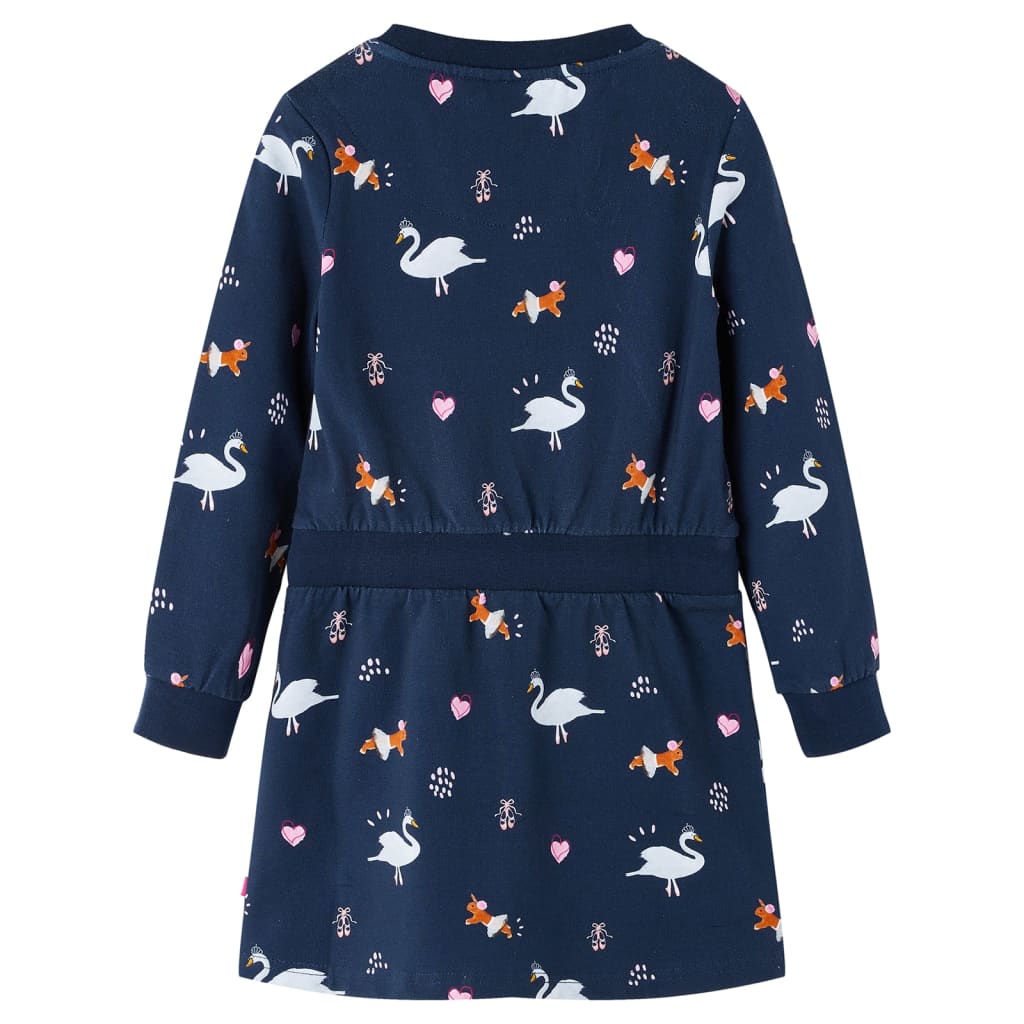 Children's Dress with Long Sleeves Navy Blue 128
