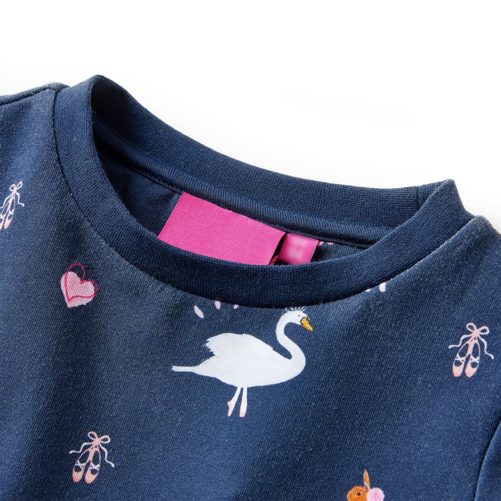 Children's Dress with Long Sleeves Navy Blue 128