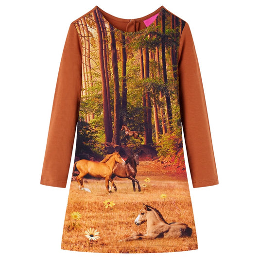 Girls' Long-Sleeved Dress Cognac 104