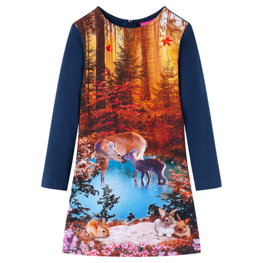 Girls' Long-Sleeved Dress Navy 140